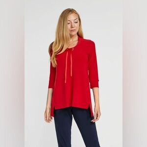 Sympli Jersey Halo 3/4 Sleeve Sweatshirt, Poppy Red, Size 12 Travel Minimalist